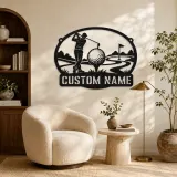 Personalized Golfer Metal Wall Art with Fairway Scene - lifestyle view 5