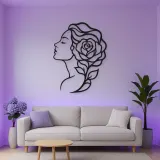 Rose Profile Muse Metal Wall Art | Minimalist Woman Line Art