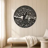 Tree and Ocean Circle Metal Wall Art | Coastal and Nautical Wall Decor - lifestyle view 5