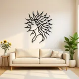 Sunray Hair Muse Metal Wall Art | Minimalist Woman Line Art