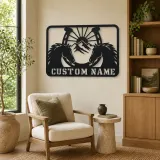 Personalized Horse Pair Metal Wall Art with Horseshoe - lifestyle view 4