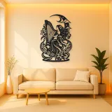 Harp Moon Curve Metal Wall Art | Music Room Wall Decor