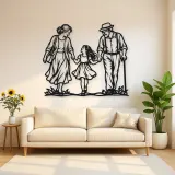 Grandparents Grandchild Metal Wall Art | Family Silhouette Decor