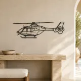 EC135T2 Helicopter Silhouette Metal Wall Art, Home Decor, Birthday Gift, Aircraft Silhouette - lifestyle view 3