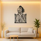 Balcony Embrace Metal Wall Art | Romantic Couple Decor