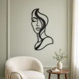 Abstract Half Face Metal Wall Art | Minimalist Woman Line Art - lifestyle view 2