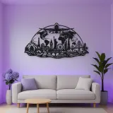 Airplane World Arc Metal Wall Art | Travel and City Wall Decor