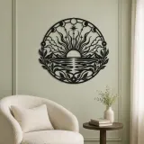 Boho Sun Horizon Metal Wall Art | Nature Silhouette Decor - lifestyle view 2