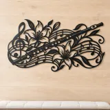 Flute Botanical Line Metal Wall Art | Music Room Wall Decor - lifestyle view 5