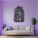 Sitting Cat Floral Metal Wall Art | Pet Lover Silhouette Decor