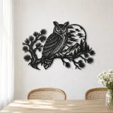 Owl Moon Branch Metal Wall Art | Wildlife Silhouette Decor - lifestyle view 4