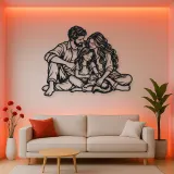 Family with Cat Metal Wall Art | Pet Lover Silhouette Decor