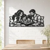 Bedtime Story Family Metal Wall Art | Family Silhouette Decor - lifestyle view 4