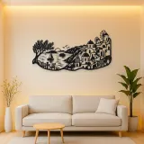 Santorini Coastal Line Metal Wall Art | Travel and City Wall Decor