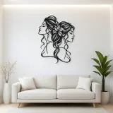 Two Faces One Line Metal Wall Art | Romantic Couple Decor