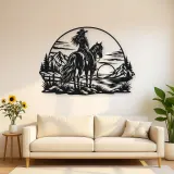 Western Rider Sunset Metal Wall Art | Equestrian Wall Decor