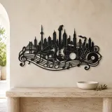 Musical City Skyline Metal Wall Art | Travel and City Wall Decor - lifestyle view 3