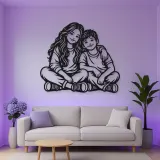 Siblings Side by Side Metal Wall Art | Family Silhouette Decor