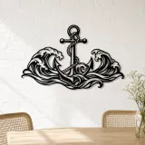 Anchor and Waves Metal Wall Art | Coastal and Nautical Wall Decor - lifestyle view 4