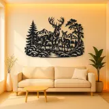 Deer Forest Profile Metal Wall Art | Wildlife Silhouette Decor