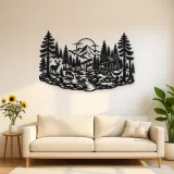 Deer in the Pines Metal Wall Art | Wildlife Silhouette Decor
