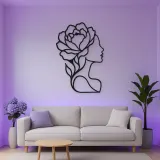 Single Profile Bloom Metal Wall Art | Minimalist Woman Line Art