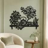Teapot Floral Steam Metal Wall Art | Botanical Metal Wall Decor - lifestyle view 2