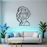 Geometric Face Muse Metal Wall Art | Minimalist Woman Line Art