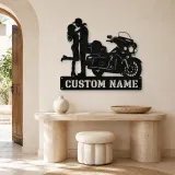 Personalized Touring Bagger Couple Metal Wall Art - lifestyle view 3