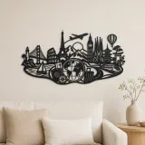 Arte mural de metal símbolo de viaje de pasaporte | Decoración de ciudad y viaje
