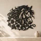 Horse Head Floral Metal Wall Art | Equestrian Wall Decor - lifestyle view 3