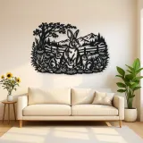 Rabbit Meadow Metal Wall Art | Wildlife Silhouette Decor