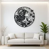 Celestial Woman Profile Metal Wall Art | Minimalist Woman Line Art