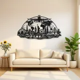 Airplane World Arc Metal Wall Art | Travel and City Wall Decor
