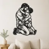 Arte de Metal de Padre Soltero con Hijo | Decoración de Silueta Familiar