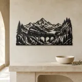 Train through Mountains Metal Wall Art | Travel and City Wall Decor - lifestyle view 3