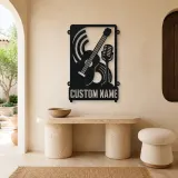 Personalized Double Bass Music Metal Wall Art with Vintage Microphone - lifestyle view 3