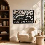 Personalized Cruiser Motorcycle Metal Wall Art with Mountain Road - lifestyle view 5