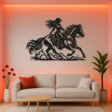 Cowgirl and Horse Metal Wall Art | Equestrian Wall Decor