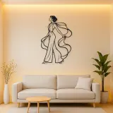 Silk Scarf Profile Metal Wall Art | Minimalist Woman Line Art