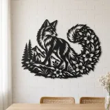 Fox Floral Tail Metal Wall Art | Wildlife Silhouette Decor - lifestyle view 4