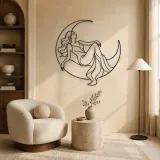 Reclining Crescent Muse Metal Wall Art | Celestial Woman Wall Decor - lifestyle view 5