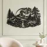 Forest Moon Arc Metal Wall Art | Nature Silhouette Decor - lifestyle view 2