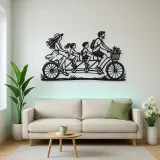 Family Bicycle Ride Metal Wall Art | Family Silhouette Decor