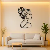 Hair Bun Profile Metal Wall Art | Minimalist Woman Line Art