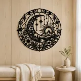 Starry Crescent Garden Metal Wall Art | Botanical Metal Wall Decor - lifestyle view 5