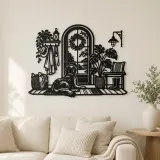 Perro Junto a la Puerta Cartel de Metal | Decoración Silueta para Amantes de Mascotas