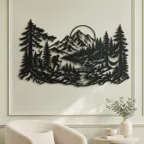 Hiker in the Woods Metal Wall Art | Nature Silhouette Decor - lifestyle view 2