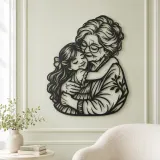 Grandmother Granddaughter Metal Wall Art | Family Silhouette Decor - lifestyle view 2