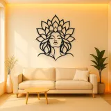 Lotus Face Muse Metal Wall Art | Minimalist Woman Line Art